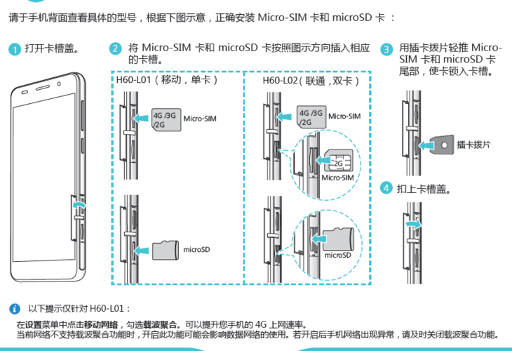 华为H60-L01怎么插卡（华为h60一l11怎样插卡）